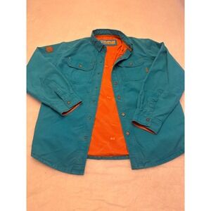 NFL Super Bowl LVII Arizona Mens Teal Canvas Shirt Jacket Orange Lining Medium